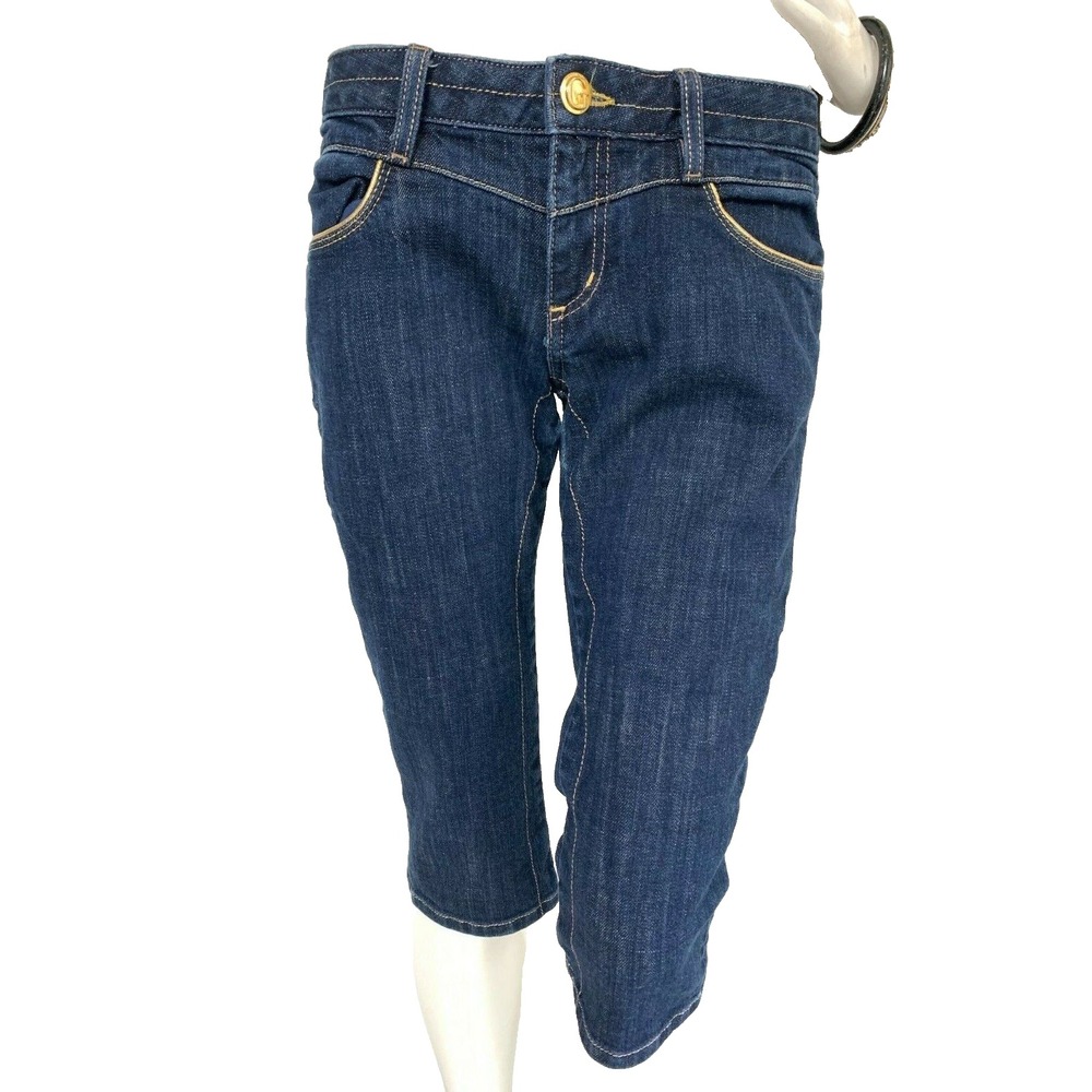 Y2K GUESS Premium Capri Jeans 29 Dark Blue Cropped Denim USA Indie Sleaze EUC